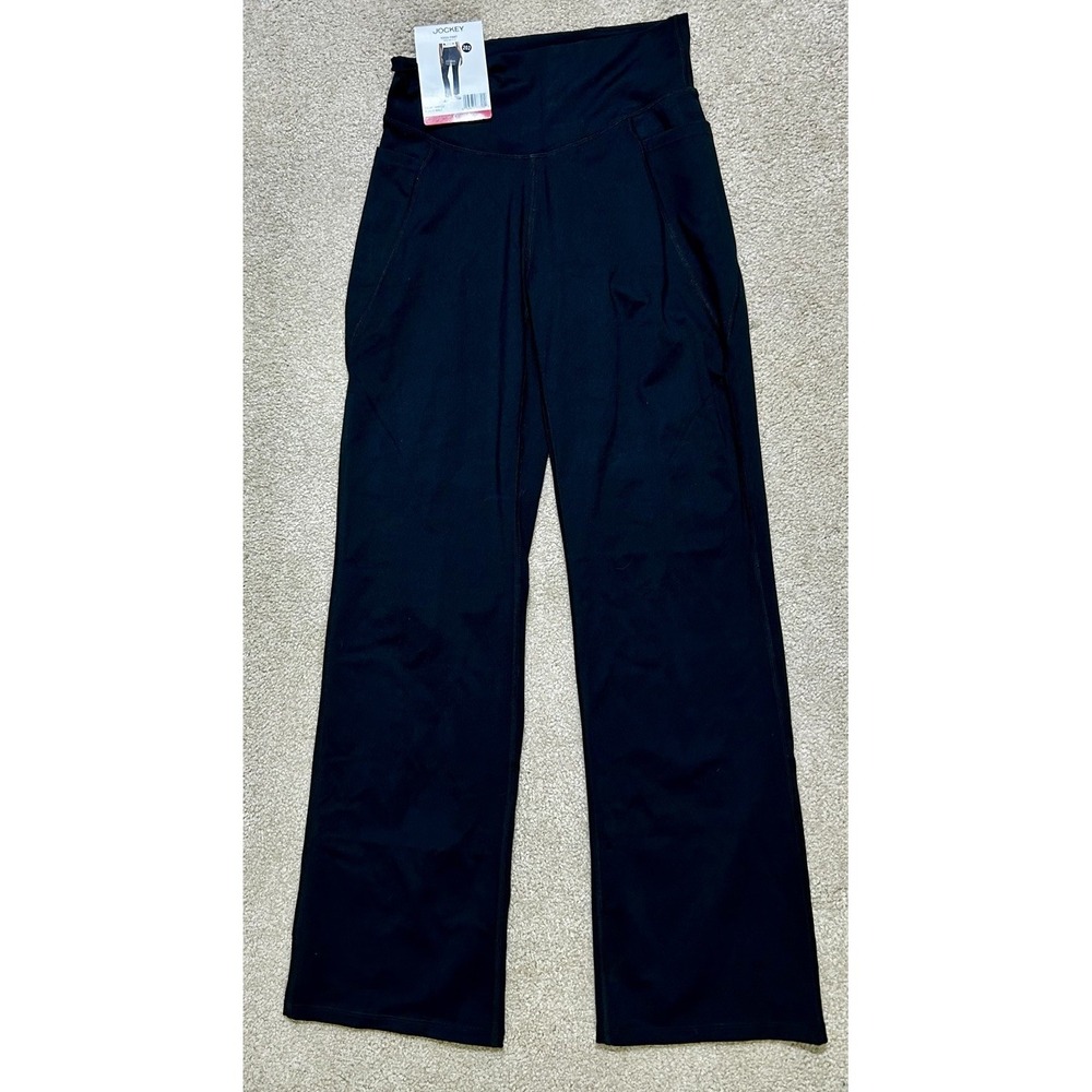 Jockey Studio Flare Pants Womens Medium Black Salt High Rise Pockets Yoga Gym